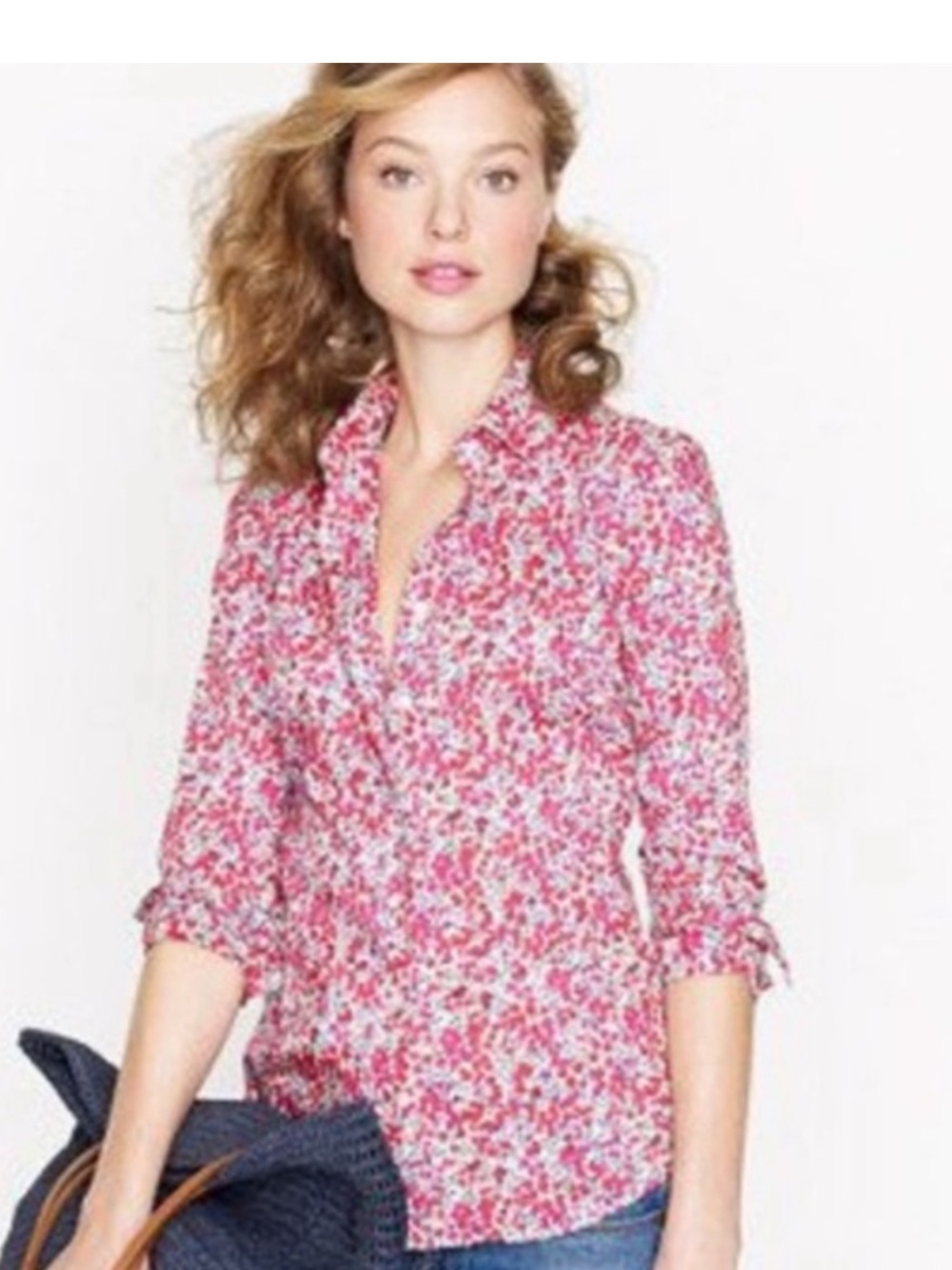J.Crew Liberty Wiltshire Floral Print Poplin Perfect Button Down Shirt size 16 - Picture 2 of 6